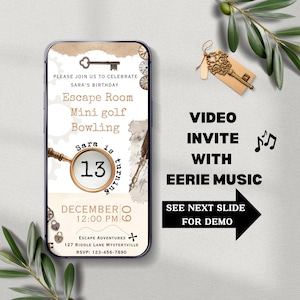 Escape Room Birthday Digital Invitation, E-Vite Escape Room Party For Boys & Girls, Kids Mystery Escape Game, Editable Canva, Digital Invite