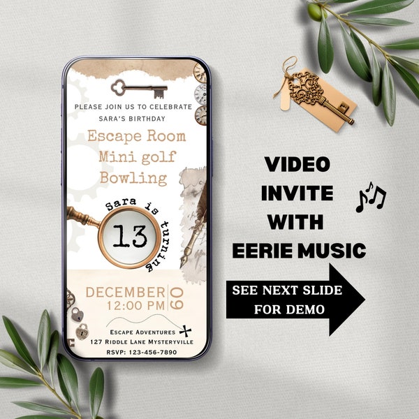 Escape Room Birthday Digital Invitation, E-Vite Escape Room Party For Boys & Girls, Kids Mystery Escape Game, Editable Canva, Digital Invite