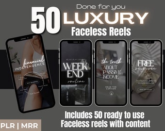 Faceless Reels Content Library, 50 Luxury Reels Done For-You, Reels Content, Aesthetic, Instagram Reels, Social Media, Digital Marketing