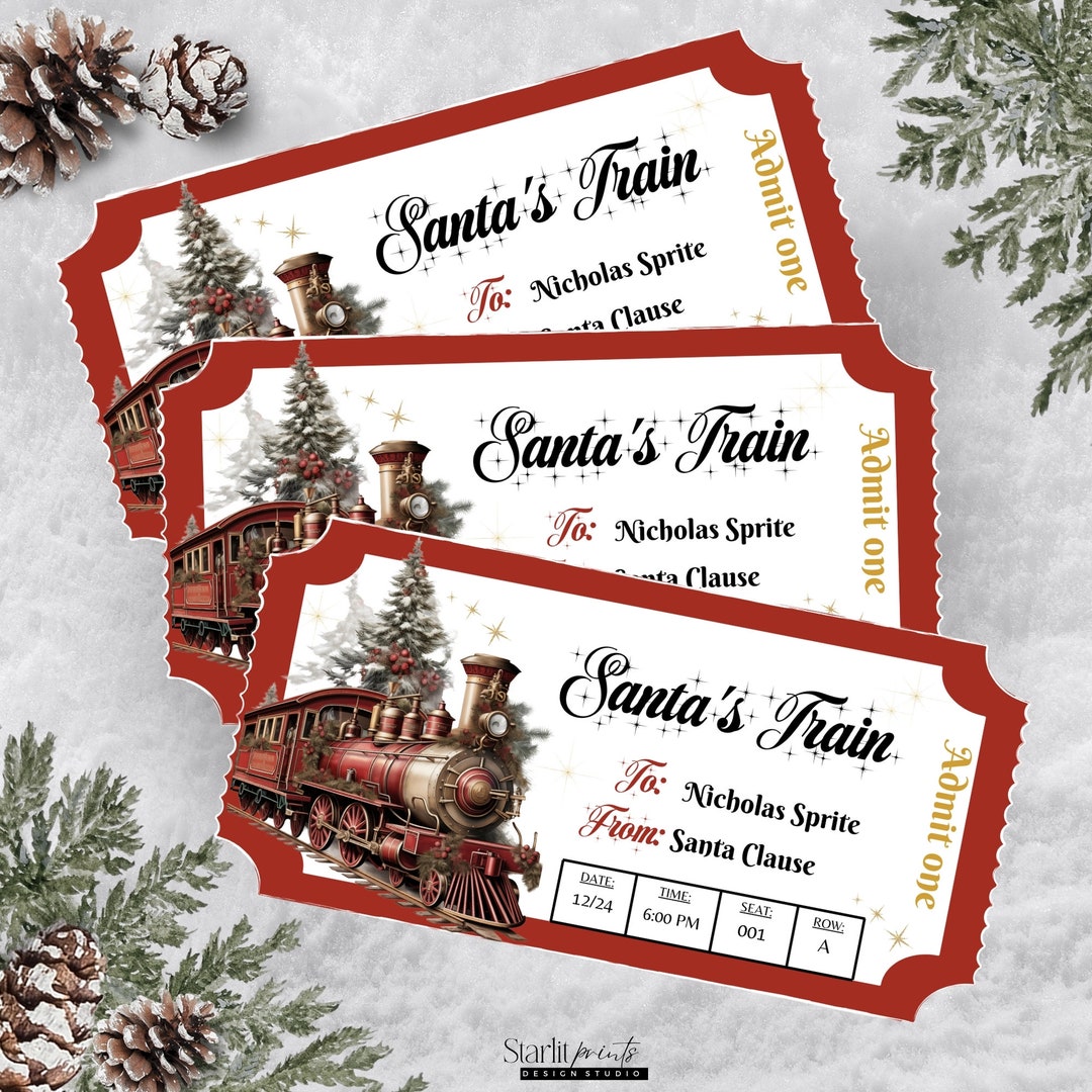 Santas Train Tickets, Santa Train Express, Tickets From Santa, Train