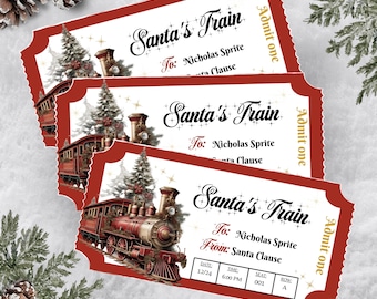 Boletos de tren de Santa, Santa Train Express, Entradas de Santa, boletos de tren, Navidad para niños, Boleto de viaje, Fiesta, Relleno de medias