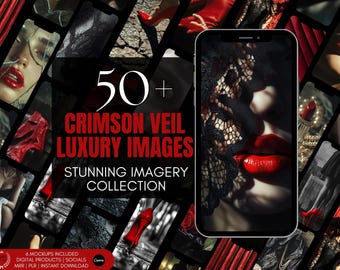 Digital Marketing Images | Crimson Veil Bold Stock Photos | Aesthetic Social Media Templates | MRR  PLR Bundle | Moody | Reel Covers | Canva