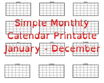Monthly Calendar Blank Printable Download Pdf Print From Home - Etsy
