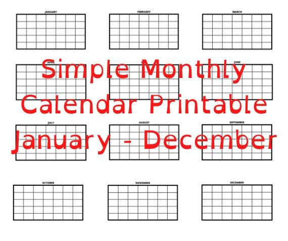 Simple Monthly Calendar Printable - Etsy