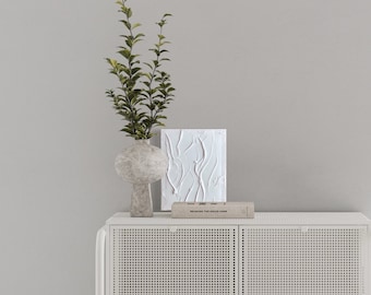 White Waves Textured Canvas Art | Minimalist Abstract Painting