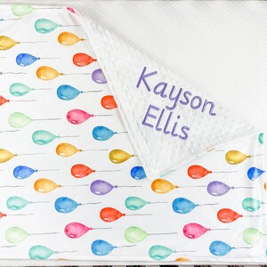 Minky blanket with Balloons, Personalized Baby Blanket for Girl and Boy, Baby Shower Gift, Colorful Warm blanket baby, Toddler Blanket, 69