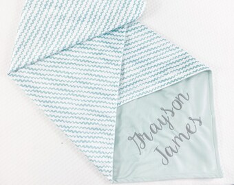 Embroidered Baby Blanket with Personalization, Personalized Baby Blanket, Light Blue Minky Blanket with Name, Baby Gift Newborn, 45