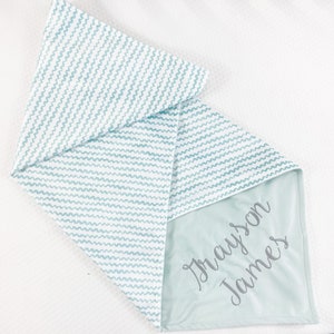 Embroidered Baby Blanket with Personalization, Personalized Baby Blanket, Light Blue Minky Blanket with Name, Baby Gift Newborn, 45