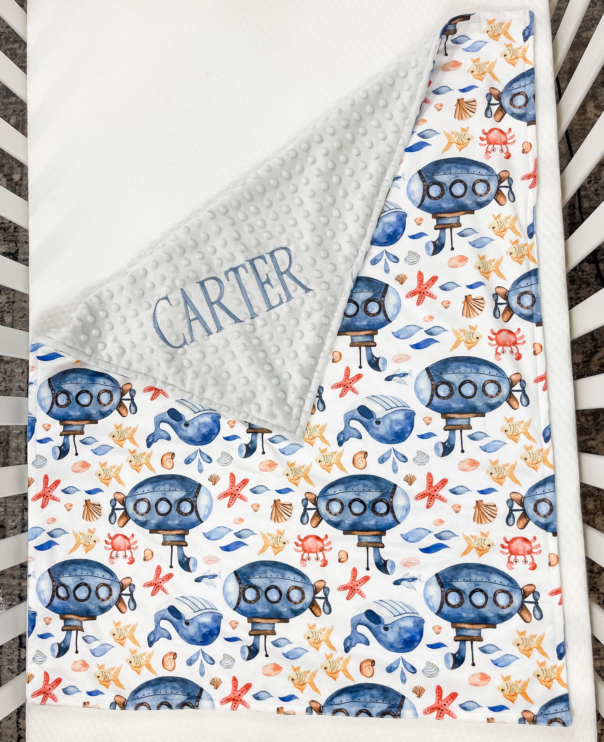 Baby Boy Gift Minky Blanket for Baby Boy, Personalized Baby Blanket