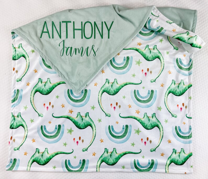 Personalized Baby Blanket for Boy Blanket With Dinosaurs Etsy