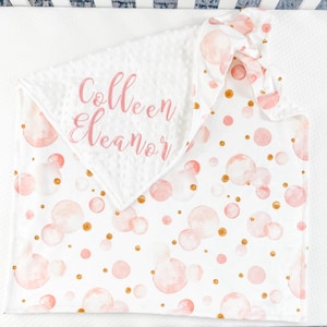 Minky Blanket For Baby, Blanket With Personalization, Pink Blanket for Girl, Minky Blanket with Name, Baby Shower Gift, Embroidered Name, 64