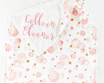 Minky Blanket For Baby, Blanket With Personalization, Pink Blanket for Girl, Minky Blanket with Name, Baby Shower Gift, Embroidered Name, 64