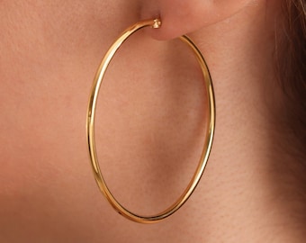 Circle Endless Hoop Oversize Earring Hoop Gold Earrings, SylphyMinimalist, Mothers Day Gift, Gift For Mother, Mom Gifts, Earrings