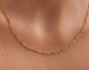 Flat Figaro Necklace, 14K Gold Filled, Dainty Chain Necklace, Layering Necklace, Minimalist Necklace, Choker Necklace