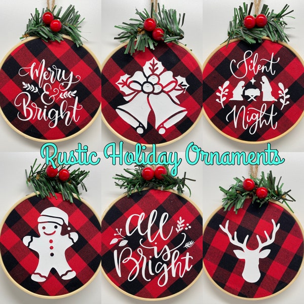 Buffalo Plaid Rustic Christmas Ornaments