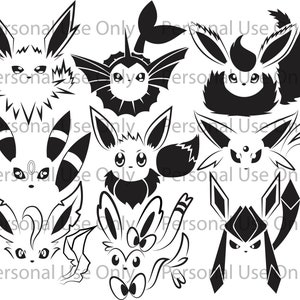 Pokemon Clip Art SVG DXF PNG PDF - Kawaii Eeveelution Illust