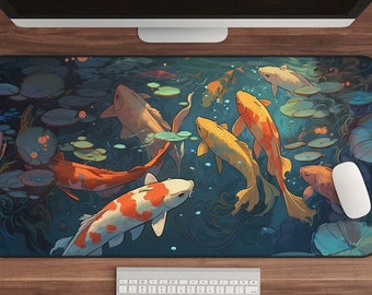 Koi Fish Desk Mat: Japanese Anime Gaming Mousepad