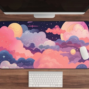 Cute Desk Accessories: Kawaii Desk Mat, Anime Mouse Pad, Large Mousepad | Pastel Pink, Anime Gifts | Extra Large, Extended, Best Sellers