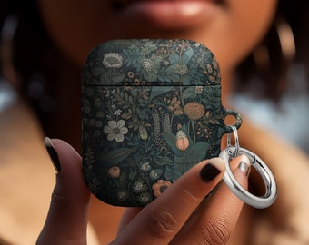 AirPods Case: Cottagecore Floral Design - Green and Teal Colors