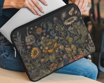 Cottagecore Laptop Sleeve | Floral & Lavender Design | Sunflower, Cute Trippy | Custom Protective Laptop Case | Dried Flower Case