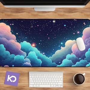 Pastel Mouse Pad, Dreamy Clouds Desk Mat, Kawaii Aesthetic Mousepad, Cute Office Decor, XL XXl - Perfect Gift