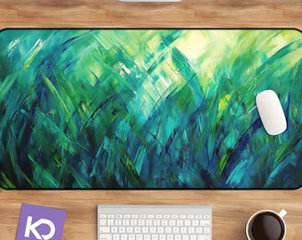 Green Abstract Desk Mat: Large Neoprene Mousepad