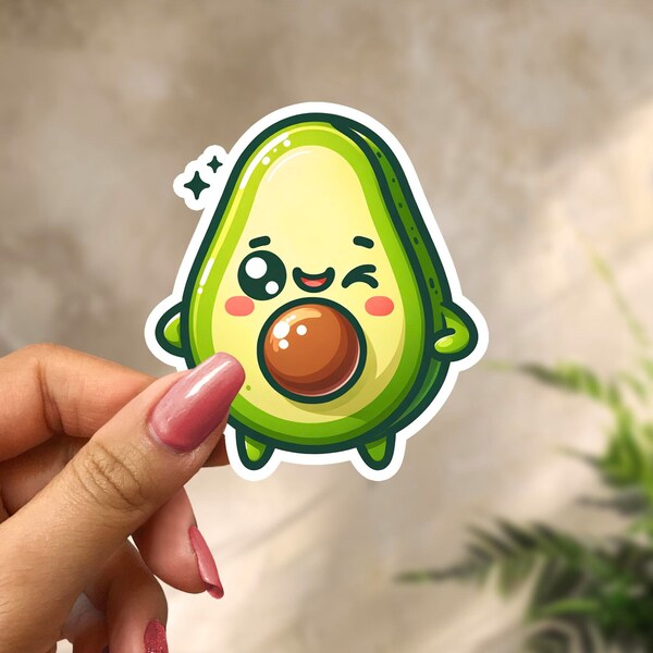 Cute Avocado Sticker | Adorable Kawaii Laptop Decal, Cute and Trendy, Perfect for Food Sticker Enthusiasts & Stationery Lovers