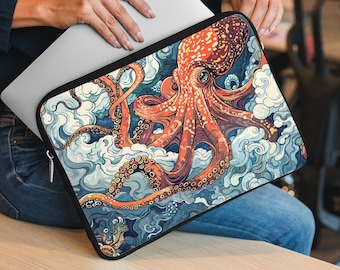 Octopus Laptop-Hülle: Künstlerische Hülle für MacBook Air/Pro 13, 15, iPad – Geschenk für Meeresleben-Enthusiasten