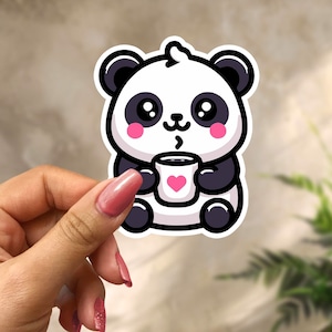 Pegatina de panda: adorable calcomanía de vinilo kawaii para agendas y portátiles, perfecta para amantes de los animales