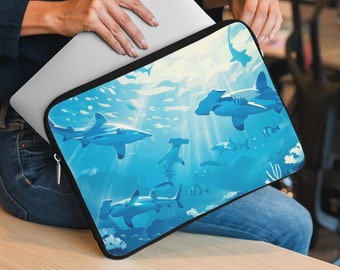 Shark Laptop Sleeve - Adorable Underwater Design for Shark Lovers, Fits Macbook Air/Pro 13 & 15, Perfect Computing Accessory Gift