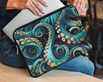 Psychedelic Laptop Sleeve - Ocean Wave Art, Colorful Boho Design