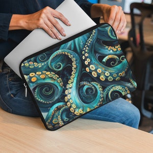 Psychedelic Laptop Sleeve - Ocean Wave Art, Colorful Boho Design