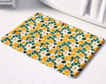 Wildflower Bath Mat, Charming Non-Slip Floral Bathroom Rug for New Homes and Cute Decor