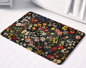 Floral Bath Mat: Vibrant Garden Design, Non-Slip and Absorbent