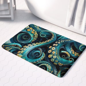 Octopus-Badematte - Wunderliche rutschfeste Memory-Schaum-Badematte für nautische Dekor-Enthusiasten und Strandhaus-Charme