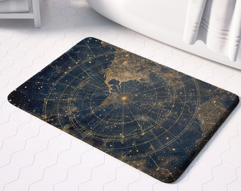 Enchanting Celestial Bath Mat - Large & Small, Dark Academia Bathroom Decor for College Dorms and Home