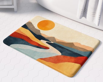 Boho Memory Foam Bath Mat | Soft Non-Slip Bohemian Bathroom Rug, Ideal for Home Spa, Cute & Colorful Decor