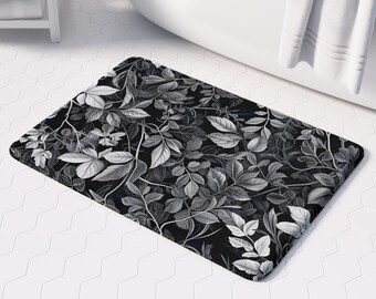 Floral Leaf Bath Mat: Plush Memory Foam, Non-Slip Bathroom Decor
