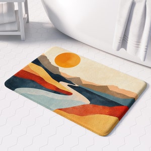 Boho Memory Foam Bath Mat | Soft Non-Slip Bohemian Bathroom Rug, Ideal for Home Spa, Cute & Colorful Decor