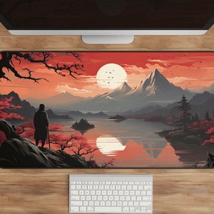 Japanese Art Desk Mat XL, Zen Landscape Mouse Pad, Japan-Inspired Desk Decor, Large Mouse Pad, Office Accessory, Gamer Gift