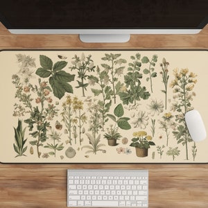 Cottagecore Desk Mat, Botanical Design, Nature Decor, Floral Mouse Pad, Garden Aesthetic, Workspace Decor, Rustic Office Theme