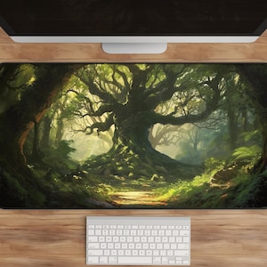 Enchanting Forest Desk Mat, Large Tree Nature Mouse Pad, Gaming Mat, Office Accessory