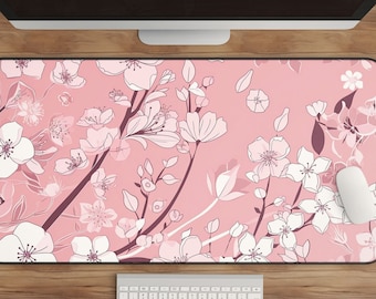 Sakura XL Mousepad: Kawaii Cherry Blossom Desk Mat