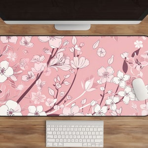 Sakura XL Mousepad: Cherry Blossom Desk Mat, Kawaii Pink, Floral Keyboard Mat, Cute Office Decor, Japanese Gaming Pad, Laptop Mat