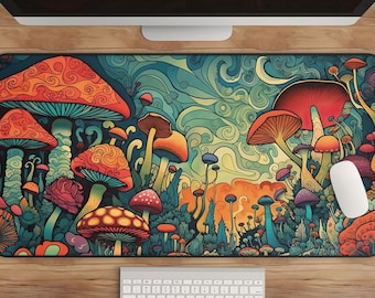 Psychedelic Mushroom Desk Mat: Trippy Home Office Decor