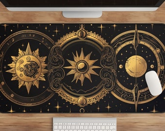 Celestial Desk Mat: Antique Sun, Moon, Stars - Astrology Lover Gift