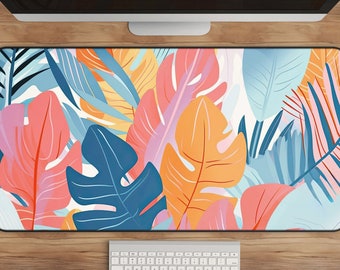 Tropical Monstera Leaf Desk Mat: Boho Nature Office Decor