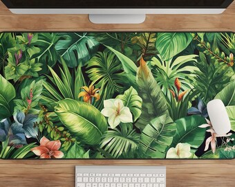 Tropical Jungle Desk Mat: Lush Botanical Office Decor