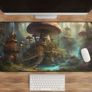 Pilz Wald Schreibtischmatte: Cottagecore Fantasy Mauspad