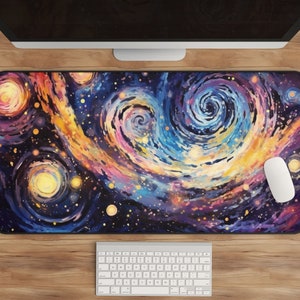 Galaxy Desk Mat, Space Art Desk Pad, Cosmic Nebula Mousepad, Home Office Decor, Work from Home, Gaming Mat, Starry Protector, Unique Gift